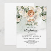 Schattigee baby angel White Roses groen en goud Kaart (Voorkant / Achterkant)