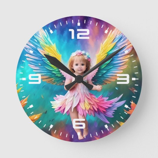 Schattigee Baby Angel Wings Art-38424 Ronde Klok (Voorkant)