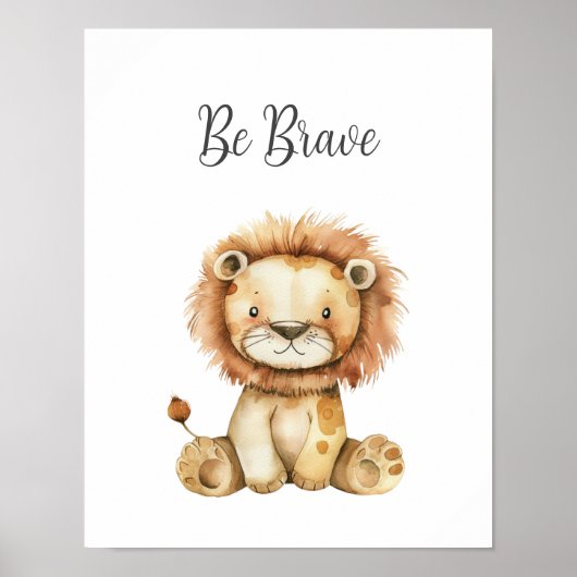 Schattigee Baby Animal Lion Wees Dapper Kwekerij K Poster (Voorkant)