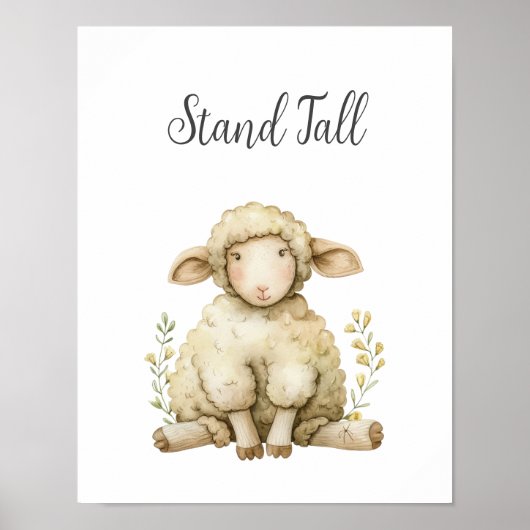 Schattigee Baby Animal Sheep Stand Tall Nursery Ki Poster (Voorkant)