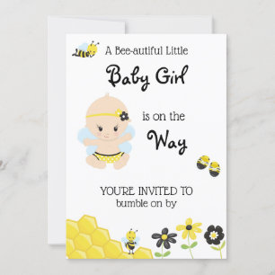 *~* Schattigee Baby Bee Baby Girl Shower Uitnodigi Kaart