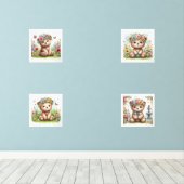 Schattigee Baby Beren Bloemenkwekerij Print Set (Houten vloer)