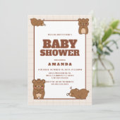 Schattigee Baby Beren – Bruin Neutraal Baby shower Kaart (Staand voorkant)