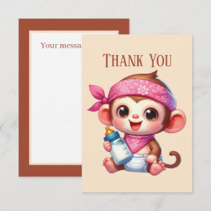 Schattigee baby Bericht toevoegen Girl Monkey Bedankkaart