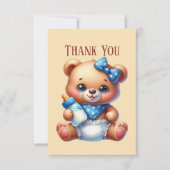 Schattigee baby Bericht toevoegen Meisje beer Bedankkaart (Voorkant)