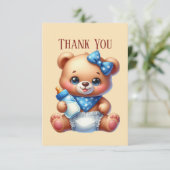 Schattigee baby Bericht toevoegen Meisje beer Bedankkaart (Staand voorkant)