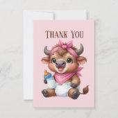 Schattigee baby Bericht toevoegen Meisje Highland  Bedankkaart (Voorkant)