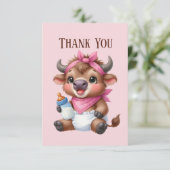 Schattigee baby Bericht toevoegen Meisje Highland  Bedankkaart (Staand voorkant)