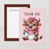 Schattigee baby Bericht toevoegen Meisje Highland  Bedankkaart (Voorkant / Achterkant)