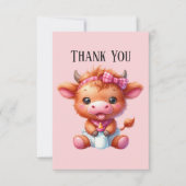 Schattigee baby Bericht toevoegen meisje Highland  Bedankkaart (Voorkant)