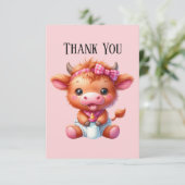 Schattigee baby Bericht toevoegen meisje Highland  Bedankkaart (Staand voorkant)