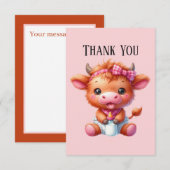 Schattigee baby Bericht toevoegen meisje Highland Bedankkaart (Voorkant / Achterkant)