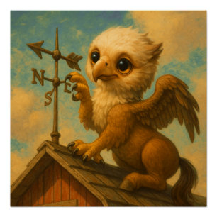 Schattigee baby Big Eye Hippogriff Grappige Fantas Perfect Poster