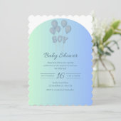 Schattigee Baby Blauw Baby shower Uitnodiging met (Staand voorkant)