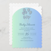 Schattigee Baby Blauw Baby shower Uitnodiging met (Voorkant / Achterkant)