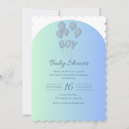 Schattigee Baby Blauw Baby shower Uitnodiging met