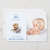 Schattigee Baby Blauwe Cartoon Luipaard | Geboorte Aankondiging (Voorkant)