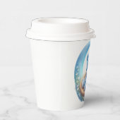 SCHATTIGEE BABY BLAUWE TEDDYBEER OP MAAN PAPIEREN BEKERS (Rechts)