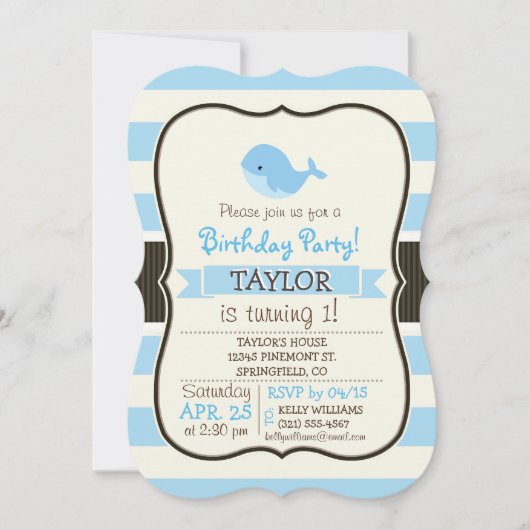 Schattigee baby blauwe walvis; strepen kaart (Voorkant)