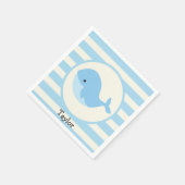 Schattigee baby blauwe walvis; strepen servet (Hoek)