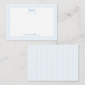 Schattigee Baby Blue Bow en Stripes Border Notitiekaartje (Voorkant / Achterkant)