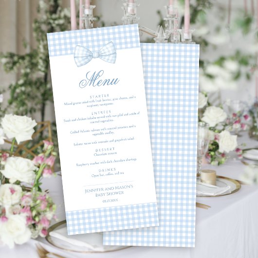 Schattigee Baby Blue Bow Stropdas in Gingham Baby  Menu
