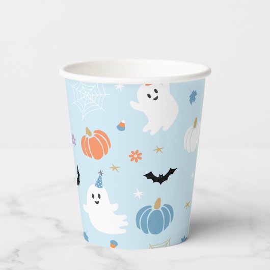 Schattigee Baby Blue Ghost Halloween Papieren Bekers (Achterkant)