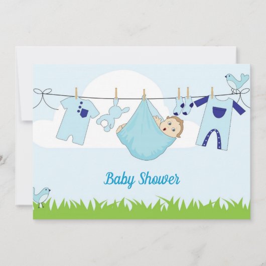Schattigee Baby Blue Sky Baby Boy Shower Uitnodigi Kaart (Voorkant)