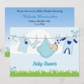 Schattigee Baby Blue Sky Baby Boy Shower Uitnodigi Kaart (Voorkant / Achterkant)