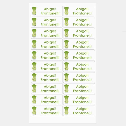 Schattigee baby bok choy cartoon gepersonaliseerde labels (Vel)