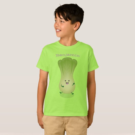 Schattigee baby bok choy plantaardige cartoon gepe t-shirt (Voorkant volledig)