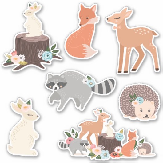 Schattigee Baby bosdieren Sticker (Voorkant)