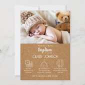 Schattigee Baby Boy Bautizo Uitnodiging Moderne Do (Voorkant)