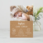 Schattigee Baby Boy Bautizo Uitnodiging Moderne Do (Staand voorkant)