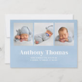 Schattigee Baby Boy Blauwe Foto gepersonaliseerd Aankondiging (Voorkant)