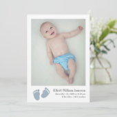 Schattigee Baby Boy Blauwe Voetafdruk Pasgeboren F Aankondiging (Staand voorkant)