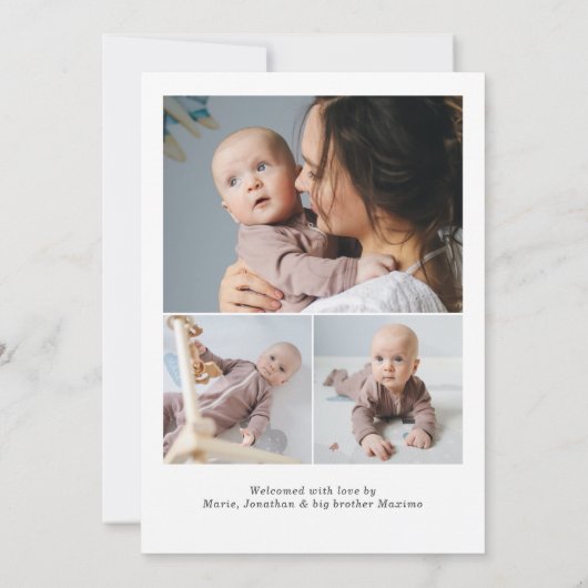 Schattigee Baby Boy Blauwe Voetafdruk Pasgeboren F Aankondiging (Achterkant)