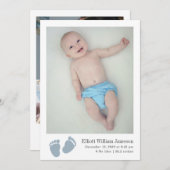 Schattigee Baby Boy Blauwe Voetafdruk Pasgeboren F Aankondiging (Voorkant / Achterkant)