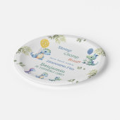 Schattigee Baby Boy Blue Dinosaurus 1e Verjaardag Papieren Bordje (Gekanteld)