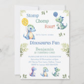 Schattigee Baby Boy Dinosaurus 1e Verjaardagsfeest Kaart (Voorkant)