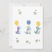Schattigee Baby Boy Dinosaurus 1e Verjaardagsfeest Kaart (Achterkant)