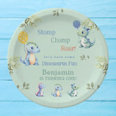 Schattigee Baby Boy Dinosaurus 1e Verjaardagsfeest Papieren Bordje
