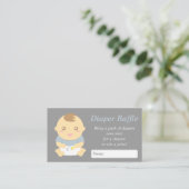 Schattigee Baby Boy Douche Grijze Luier Raffle Tic Informatiekaartje (Staand voorkant)