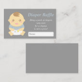 Schattigee Baby Boy Douche Grijze Luier Raffle Tic Informatiekaartje (Voorkant / Achterkant)