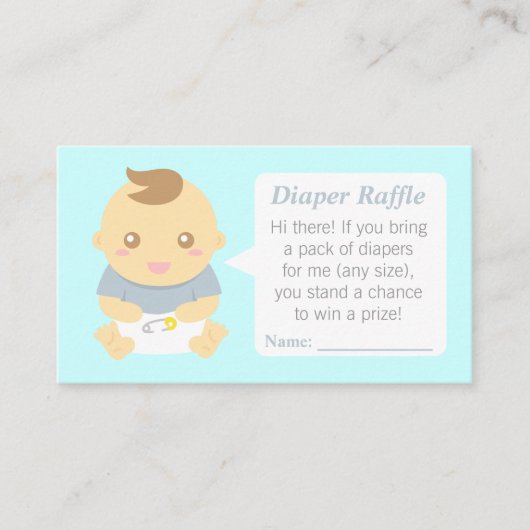 Schattigee Baby Boy Douche Luier Raffle Tickets bl Informatiekaartje (Voorkant)