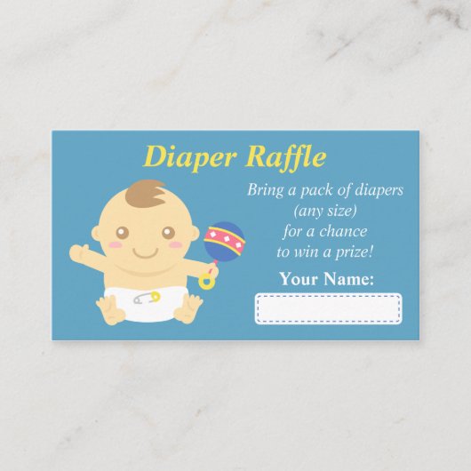 Schattigee Baby Boy Douche Luier Raffle Tickets Informatiekaartje (Voorkant)