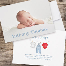 Schattigee Baby Boy Foto gepersonaliseerd Aankondiging
