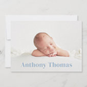 Schattigee Baby Boy Foto gepersonaliseerd Aankondiging (Voorkant)