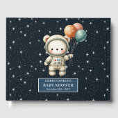 Schattigee Baby Boy Gastboek Teddy Bear Astronaut Gastenboek (Voorkant)