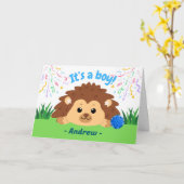 Schattigee Baby Boy Gefeliciteerd met Hedgehog Kaart (Gele Bloem)